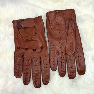 Sermoneta Gloves Italy Driving Gloves Cognac Brown Soft Leather Men’s 9 1/2